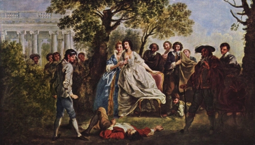 Scene from As You Like It. Painting by Francis Hayman, circa 1750. Public domain.